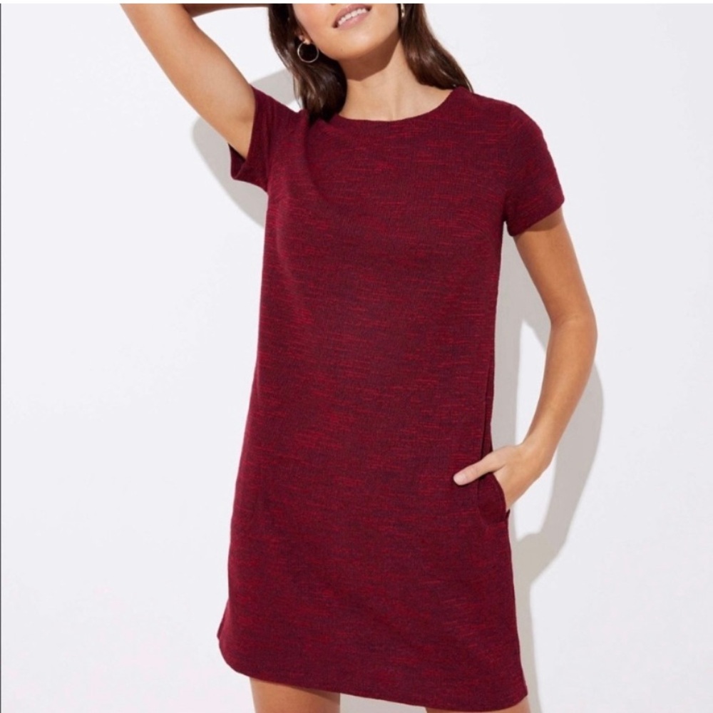 Soft size 12 Red Tweed Shift Dress Ribbon